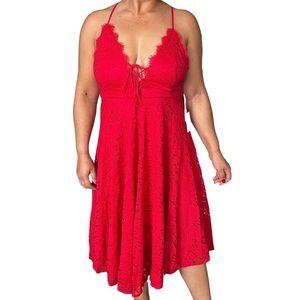 New red lace dress